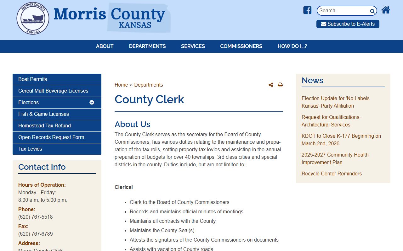 Morris County Clerk of the District Court county clerk distinction