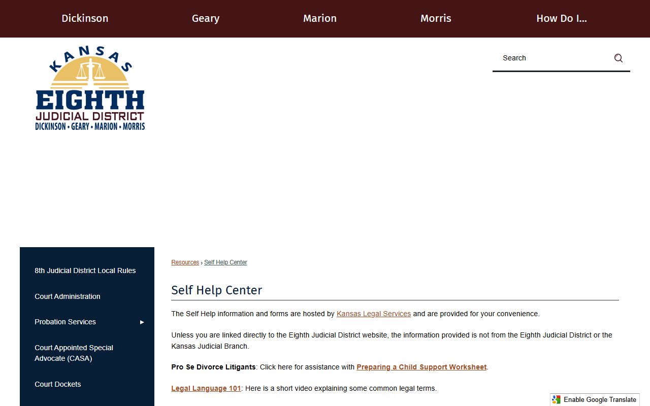 Morris County court dockets 8th Judicial District self-help center