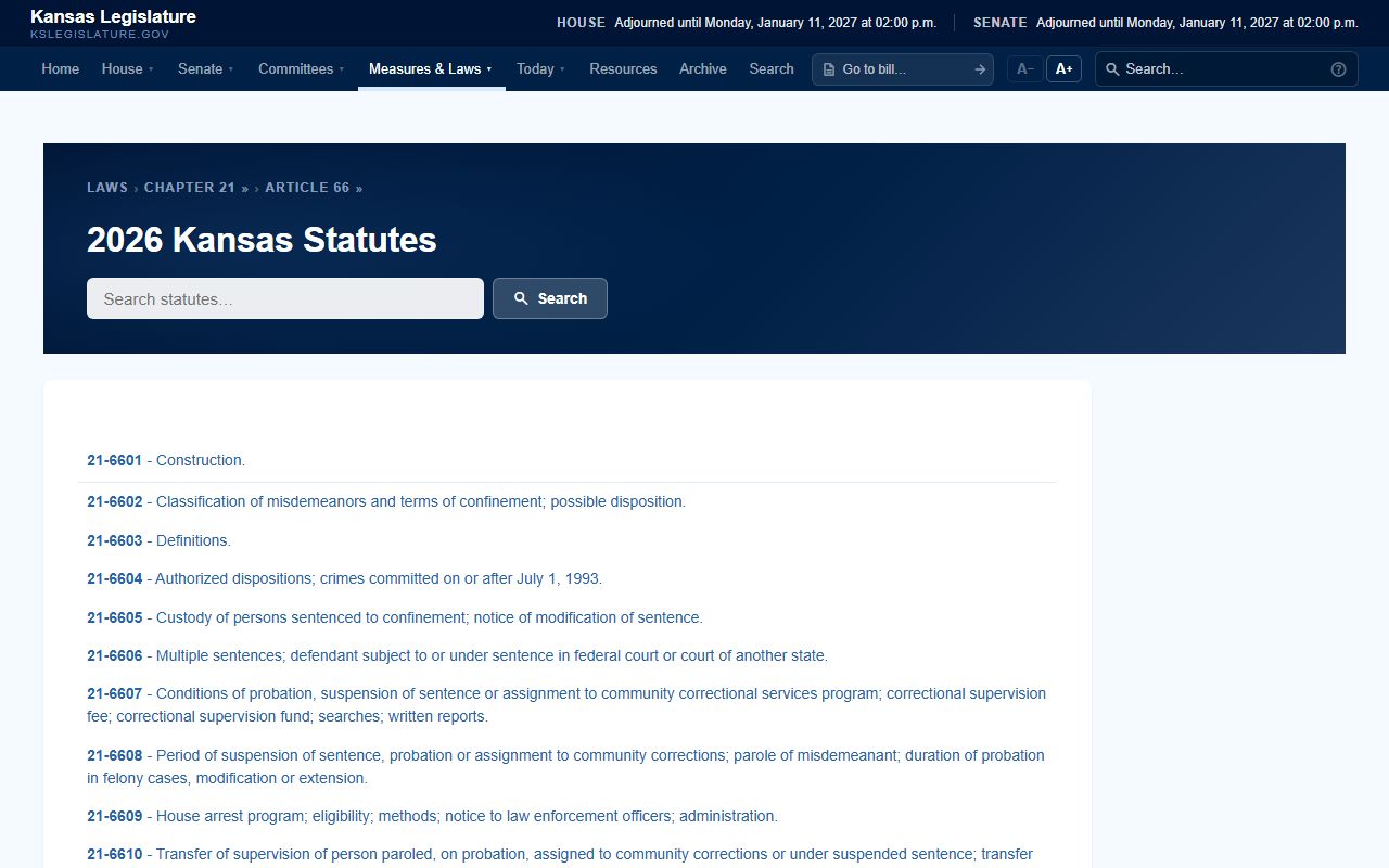 Morris County criminal court records Kansas sentencing statutes