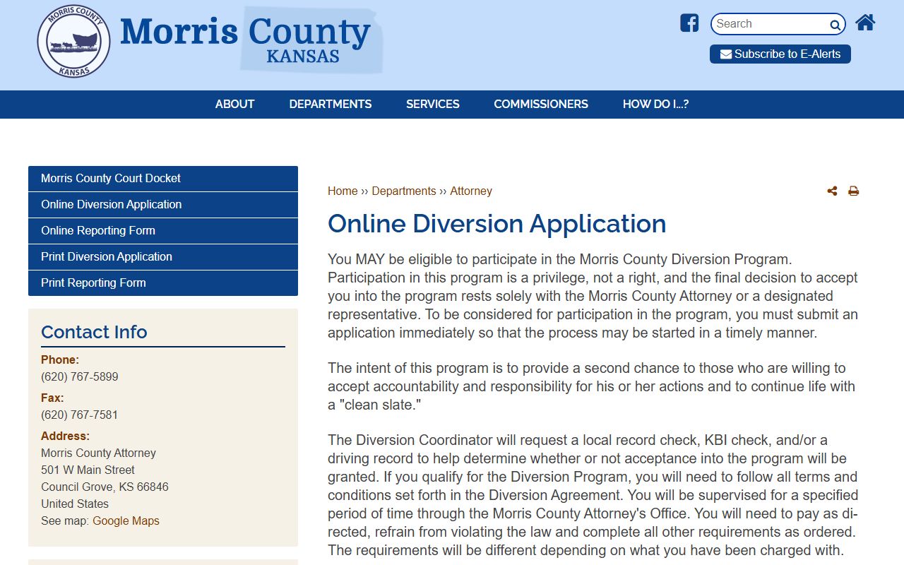 Morris County criminal court records diversion application