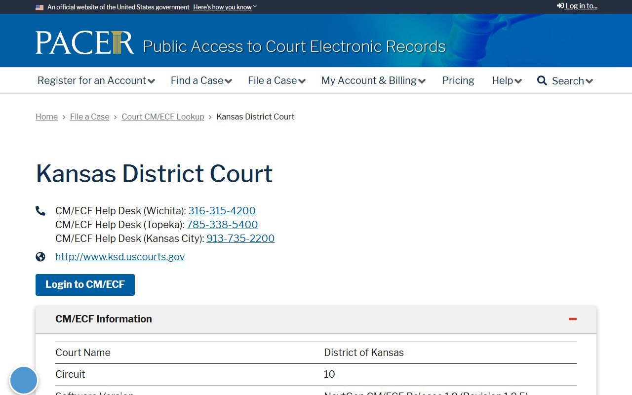Morris County District Court PACER Kansas federal lookup