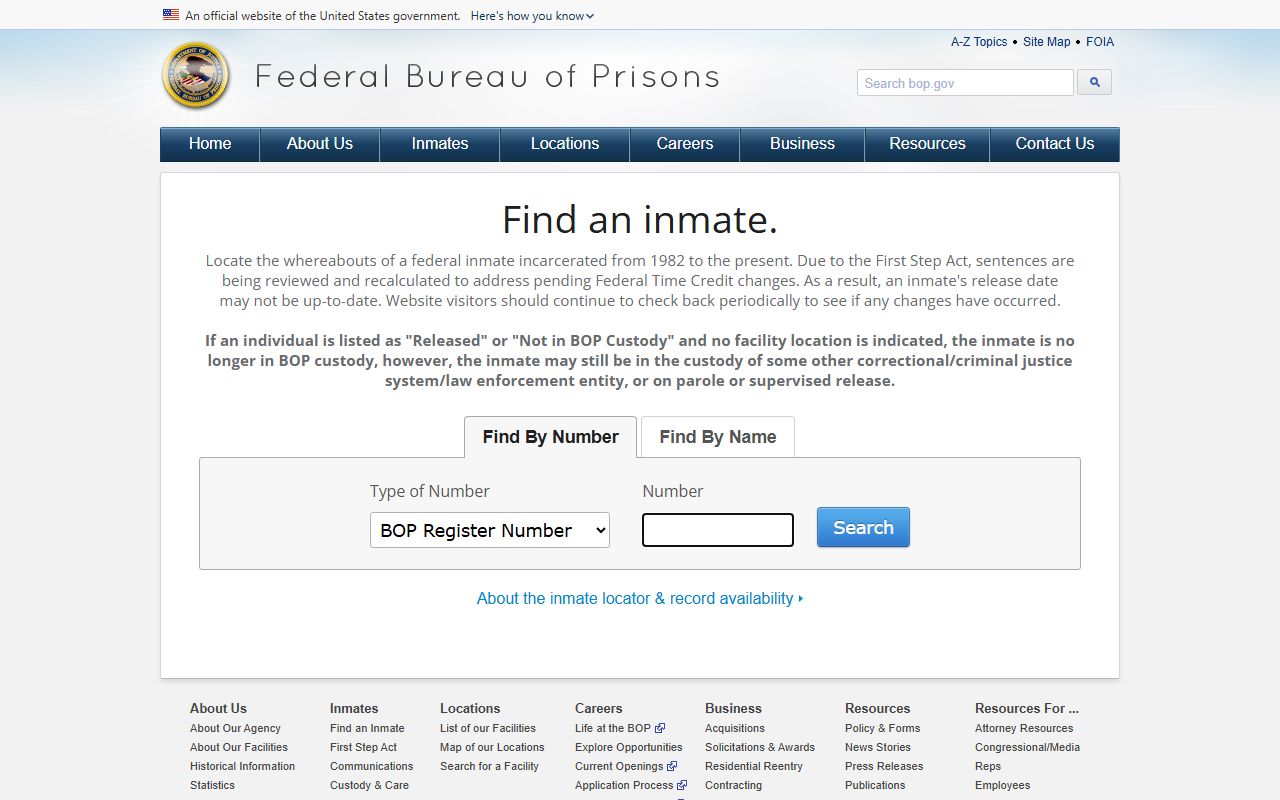 Morris County inmate records federal Bureau of Prisons locator source