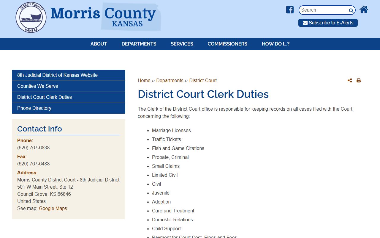 Morris County marriage and divorce records district court clerk duties