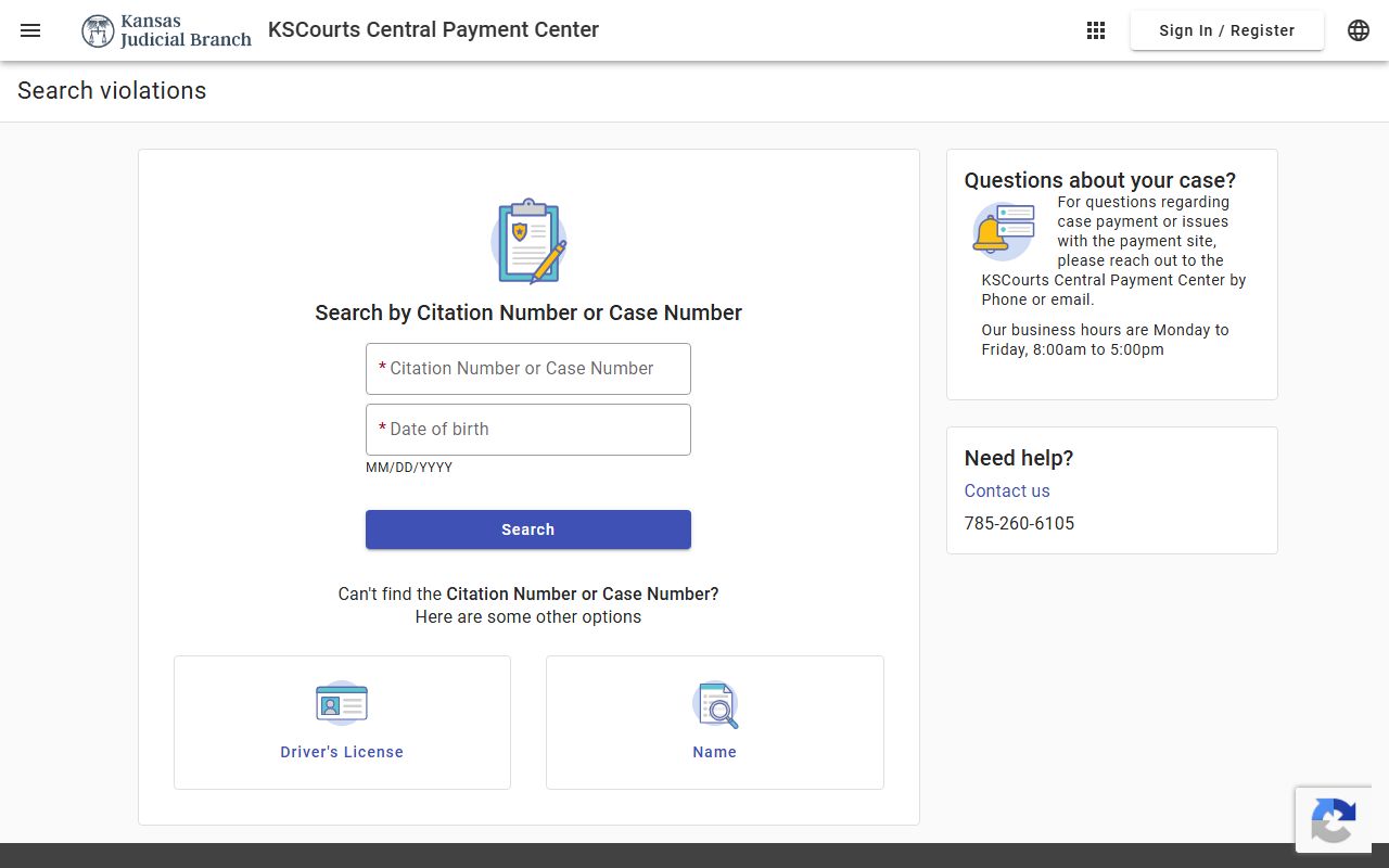 Morris County traffic court records Kansas Central Payment Center search